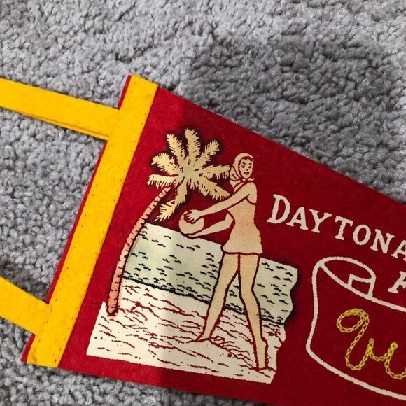 1950s Antique Daytona Beach Florida Pennant Flag 12" - Picture 4 of 5